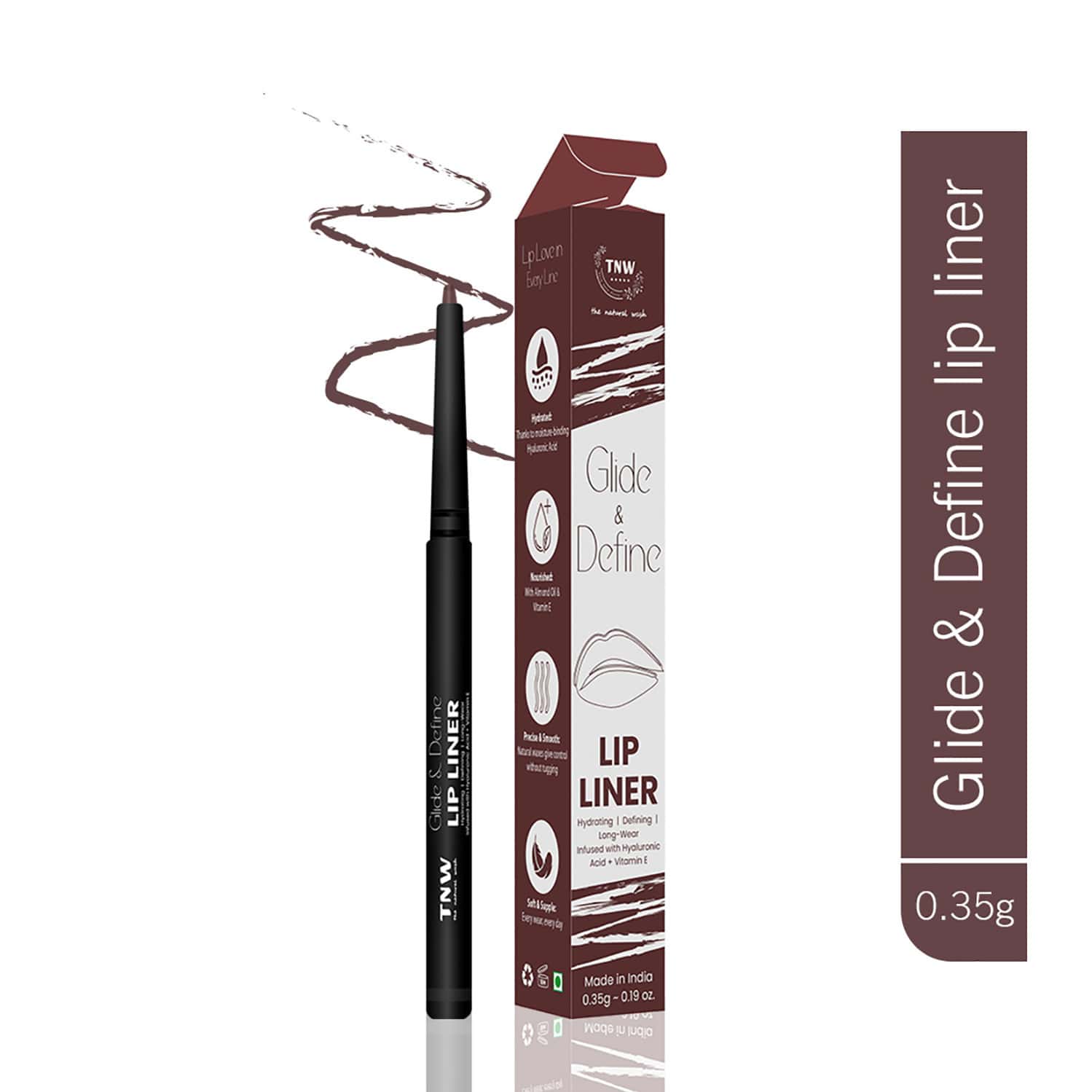 Tnw The Natural Wash Glide & Shine Lip Liner Chicline 01 | Hydrating & Longlasting 0.35 Gm