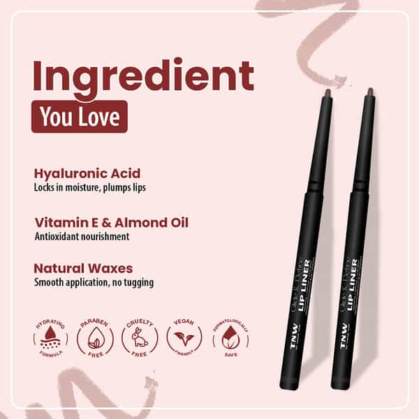 Tnw The Natural Wash Glide & Shine Lip Liner Chicline 01 | Hydrating & Longlasting 0.35 Gm