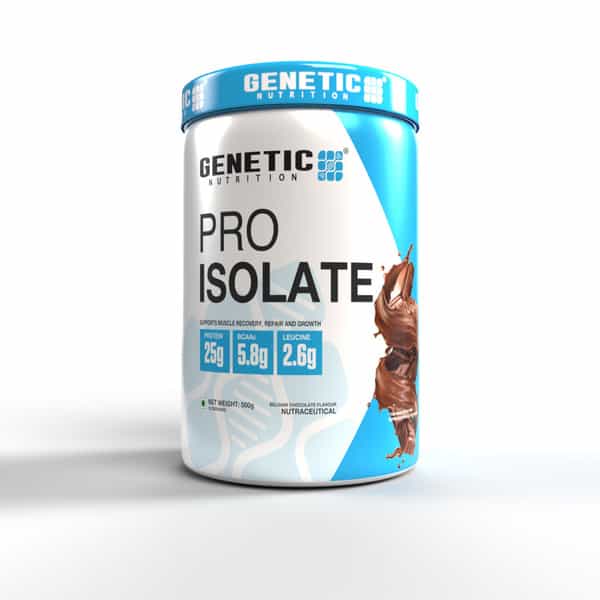 Genetic Nutrition Pro-Isolate Protein Supplement Powder-Belgium Chocolate | 500 Gram (1.1Lbs)