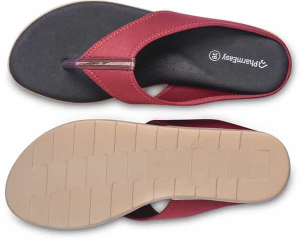 Pharmeasy Diabetic & Orthopedic Women Slippers (Fashion Range-1) Cherry Color Size 9