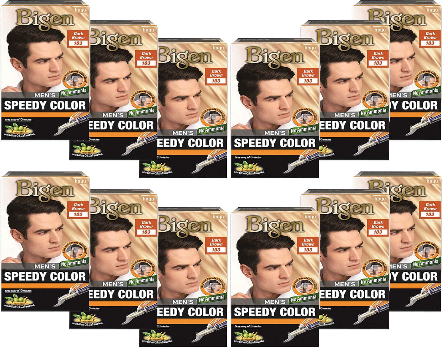 Bigen Men's Speedy Color Dark Brown 103 80g (pack Of 12)