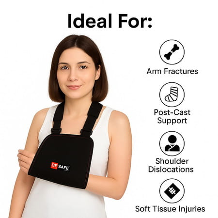 Besafe Forever Half Arm Sling Pouch Belt | Arm Brace Immobilizer (Free Size | Black)