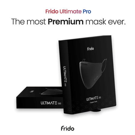 Frido Ultimate Pro Copper Treated Mask|Nose Clip|Ear Loop|Washable|Imported|Medium Size (Pack Of 4)