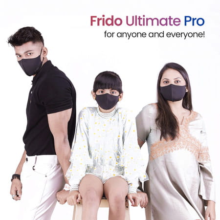 Frido Ultimate Pro Copper Treated Mask|Nose Clip|Ear Loop|Washable|Imported|Medium Size (Pack Of 4)