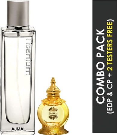 Ajmal Titanium Edp 100ml Perfume For Men And Mukhallat Al Wafa Cp Attar 12ml For Unisex