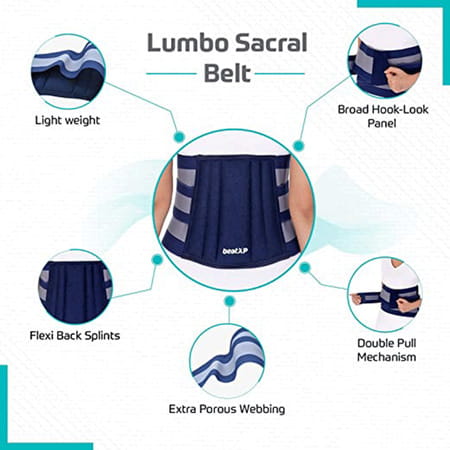 Beatxp Blue Color Lumbo-Sacral Suport Belt|Anatomical Fit|Skin Friendly|Pain Reliever (Xxl)