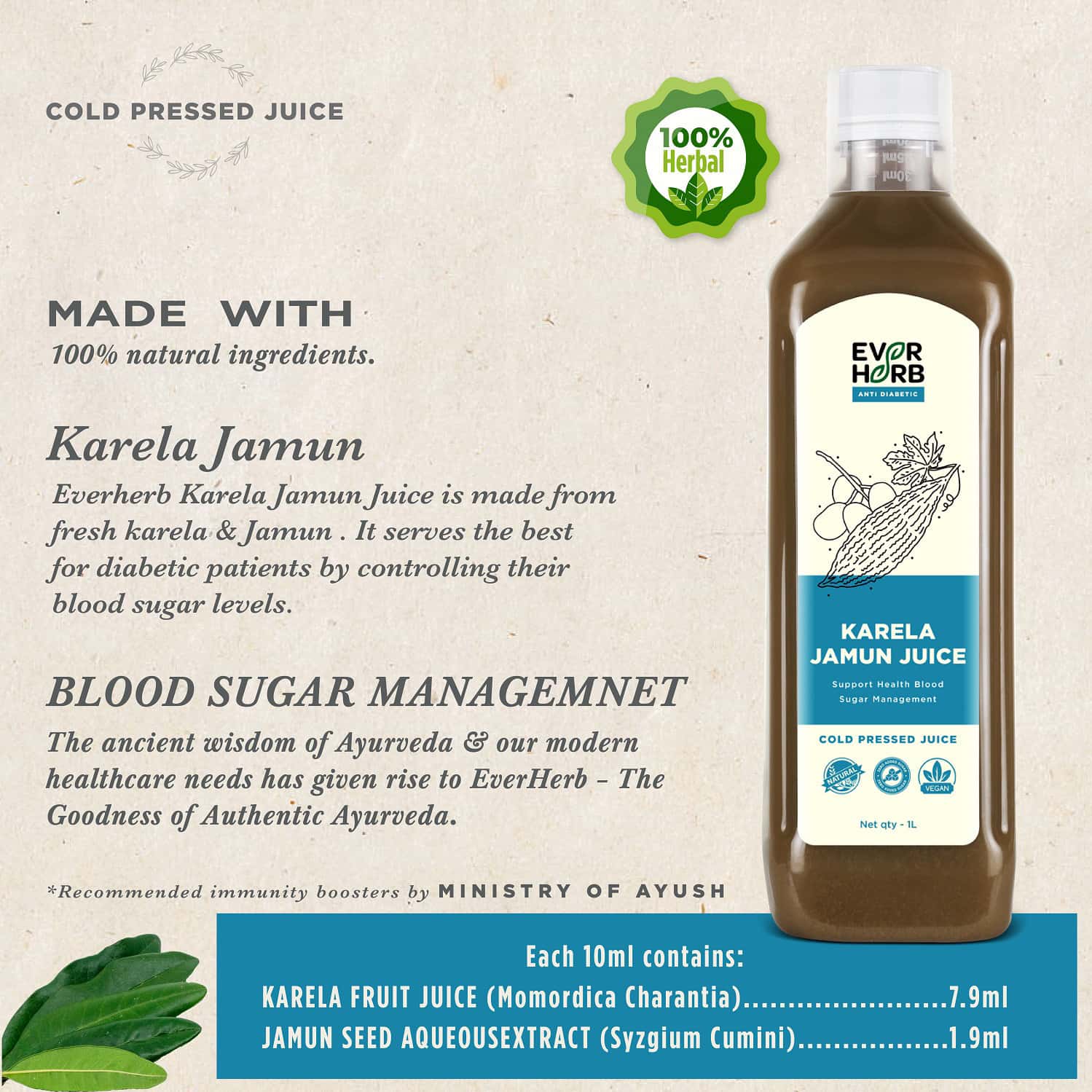 Buy EVERHERB KARELA JAMUN JUICE HELPS MAINTAINS HEALTHY SUGAR LEVELS