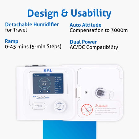 Bpl Medical Technologies Lifepap Prime With Yn-02 Nasal Mask|Pressure Altitude Adjustment - White