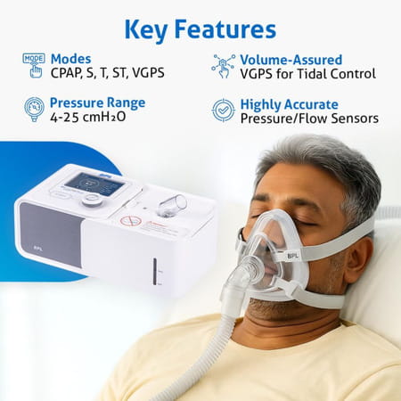 Bpl Medical Technologies Lifepap Prime With Yn-02 Nasal Mask|Pressure Altitude Adjustment - White