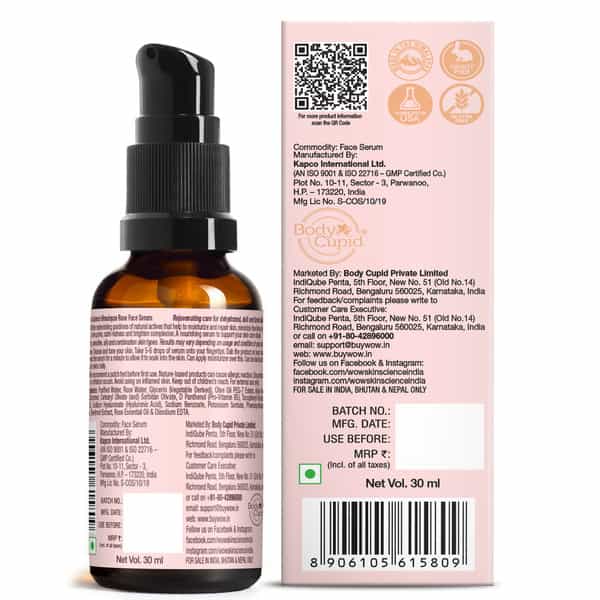 Wow Skin Science Himalayan Rose Face Serum - Rose Water, Rose Essential Oil & Beetroot Extract, 30Ml