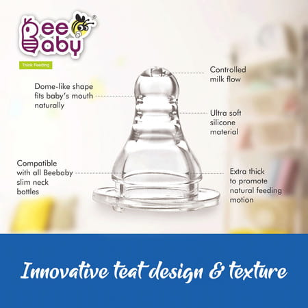 Beebaby Comfort Slim Neck With Anti-colic Silicone Nipple 2 Oz Baby Blue Feeding Bottle 60 Ml
