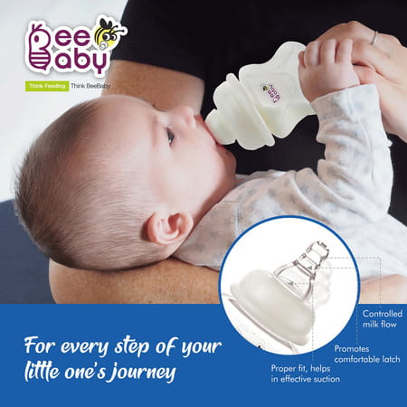 Beebaby Comfort Slim Neck With Anti-Colic Silicone Nipple 2 Oz Baby Blue Feeding Bottle 60 Ml