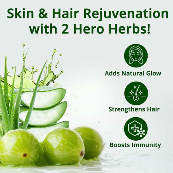 Vansaar 45+ Aloe Vera Amla Juice | 1L|Wild Amla & Pulpy Aloe Vera Harvested In 2 Days