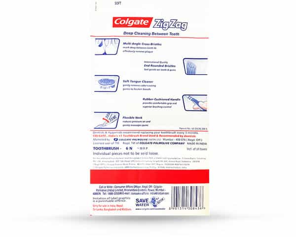 Colgate Zigzag Antibacterial Toothbrush (Medium Pack Of 6)