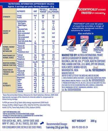 Protinex Health Supplement And Nutritional Protein Mix For Adults Creamy Vanilla Flavour Box 200 Gm