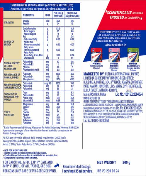 Protinex Health Supplement And Nutritional Protein Mix For Adults Creamy Vanilla Flavour Box 200 Gm