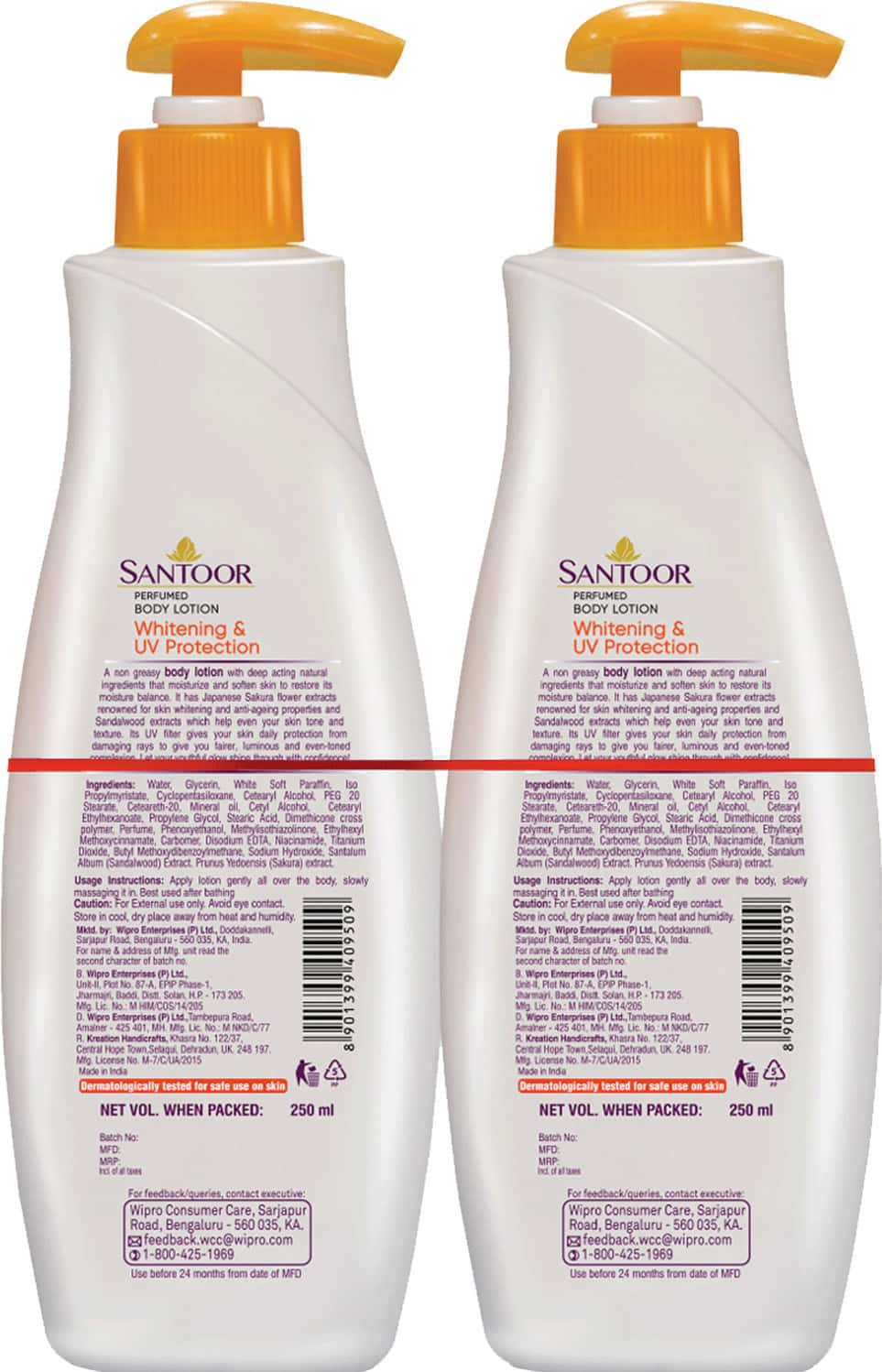 Buy SANTOOR BODY LOTION WHITENING AND UV PROTECTION 250ML (PACK OF 2
