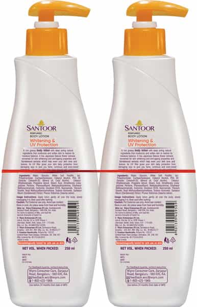 Santoor Body Lotion Whitening And Uv Protection 250Ml (Pack Of 2)