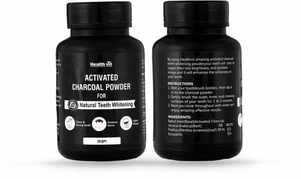 Healthvit Activated Charcoal Instant Teeth Whitening Powder - 20G