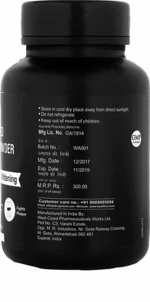 Healthvit Activated Charcoal Instant Teeth Whitening Powder - 20G