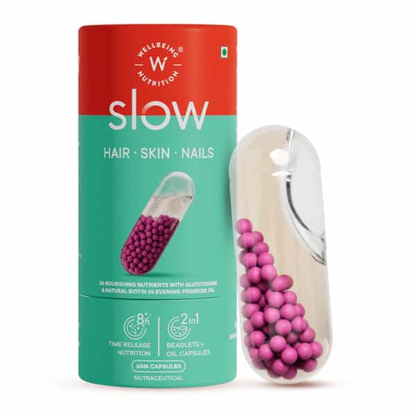 Wellbeing Nutrition Slow Hair | Skin & Nails For Skin Glow | Hair Growth & Repair 60 Caps
