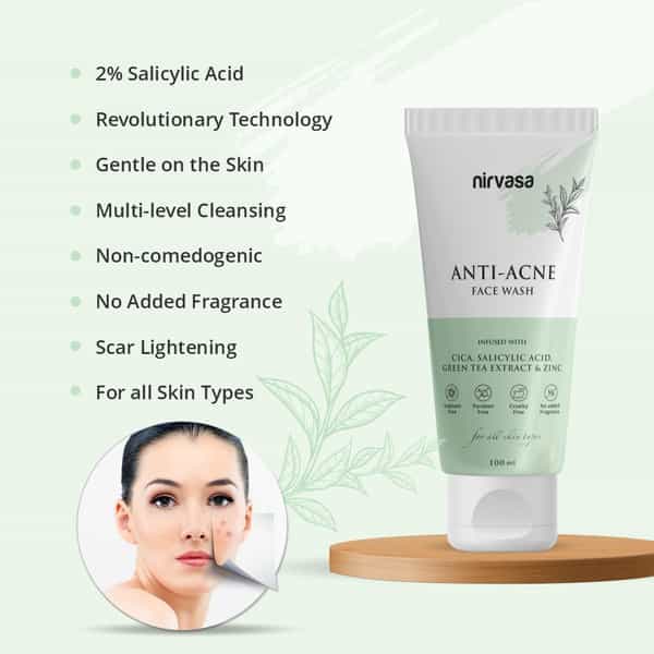 Nirvasa Anti - Acne With Salicylic Acid & Green Tea Extract | Anti - Acne Face Wash (100 Ml)
