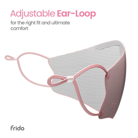 Frido Ultimate Pro Copper Mask|Pink|Nose Clip|Ear Loop Adjust|Washable|Imported|Small Size|Pack Of 4