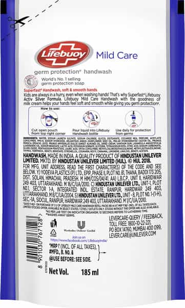 Lifebuoy Mild Care Germ Protection Hand Wash 185 Ml