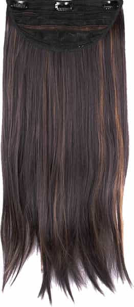 Streak Street Clip-In 18" Dark Brown Straight Hair Extensions With Golden Highlights