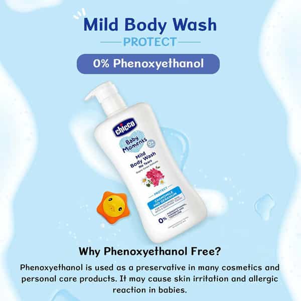 Chicco Baby Moments Mild Body Wash Protect No Tears For Soft Skin No Tears Soap Free 0M+ 200Ml