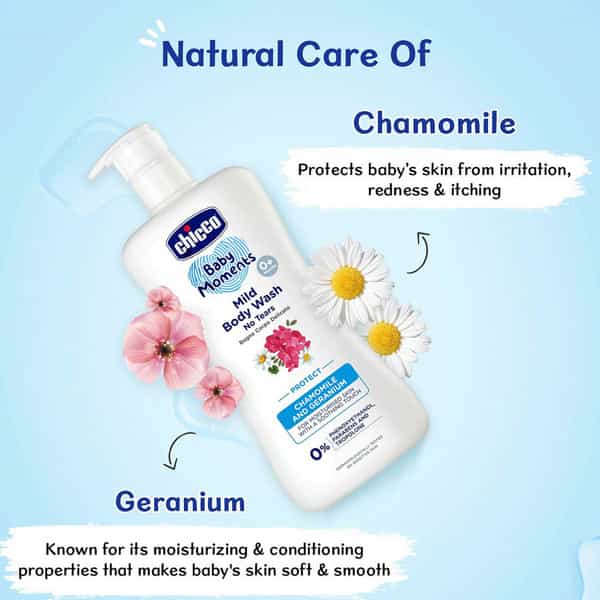 Chicco Baby Moments Mild Body Wash Protect No Tears For Soft Skin No Tears Soap Free 0M+ 200Ml