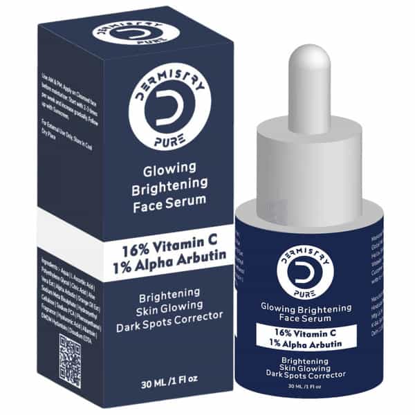 Dermistry 16% Vitamin C 1% Alpha Arbutin Skin Glow Light Bright Dark Spot Corrector Face Serum 30Ml