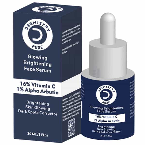 Dermistry 16% Vitamin C 1% Alpha Arbutin Skin Glow Light Bright Dark Spot Corrector Face Serum 30Ml