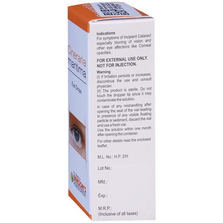Dr Bakshi'S Bakson Homoeopathy Cineraria Maritima Eye Drops 10 Ml