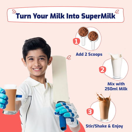 Gritzo Supermilk Overall Growth (13+Y Boys) | 12g Protein | Double Chocolate 800g With Super Gummies