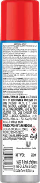 Domex Germ-Kill Spray Kills 99.9% Germs Instant Action Destroys Cold Flu H1n1 Virus - 200Ml