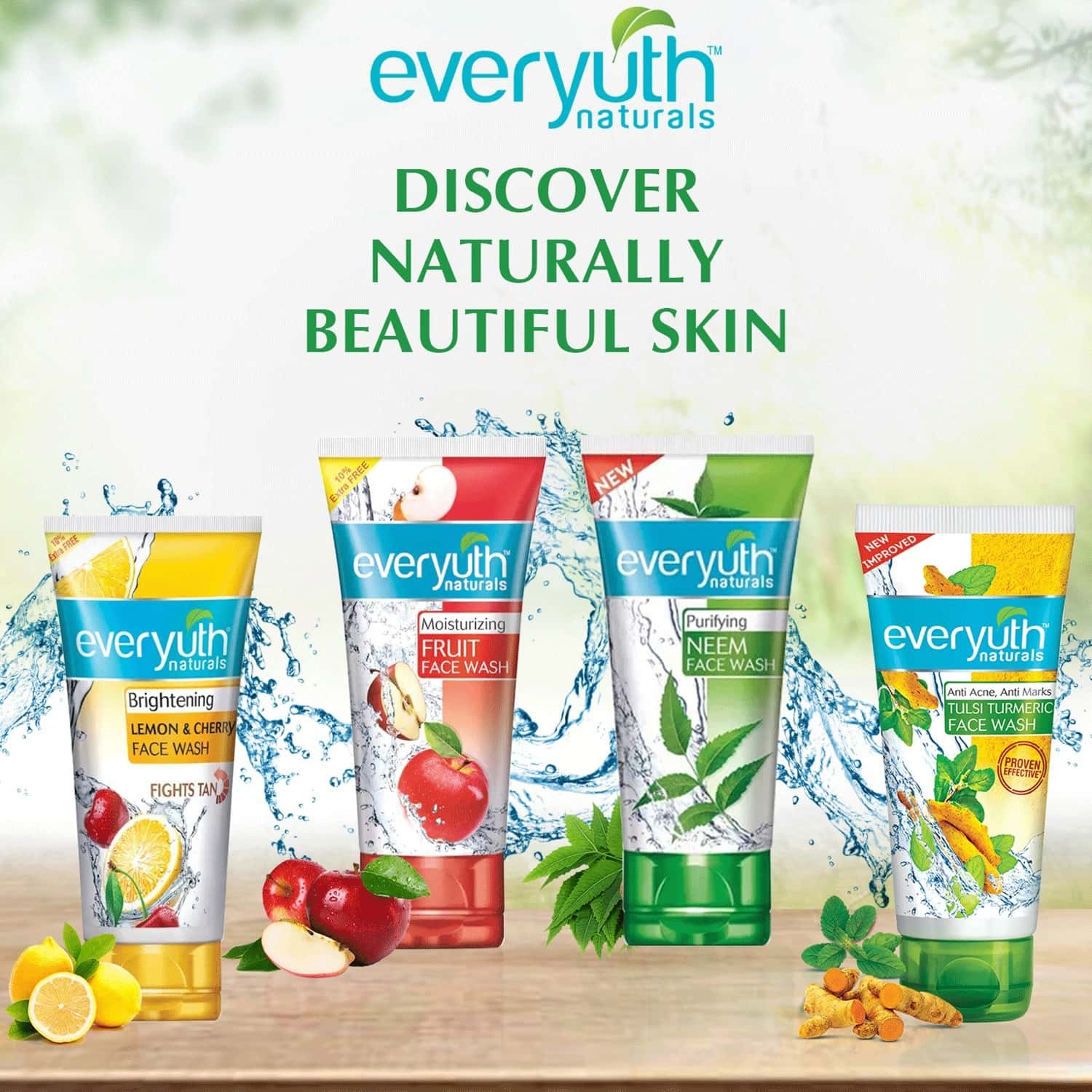 Buy EVERYUTH NATURALS BRIGHTENING LEMON & CHERRY FACE WASH 150G Online