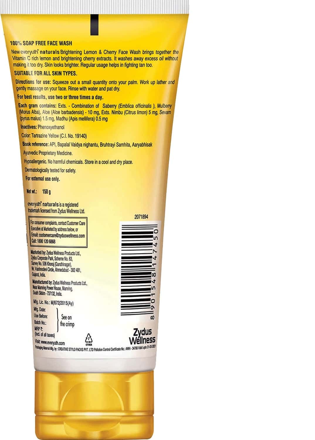 Buy EVERYUTH NATURALS BRIGHTENING LEMON & CHERRY FACE WASH 150G Online & Get Upto 60 OFF at