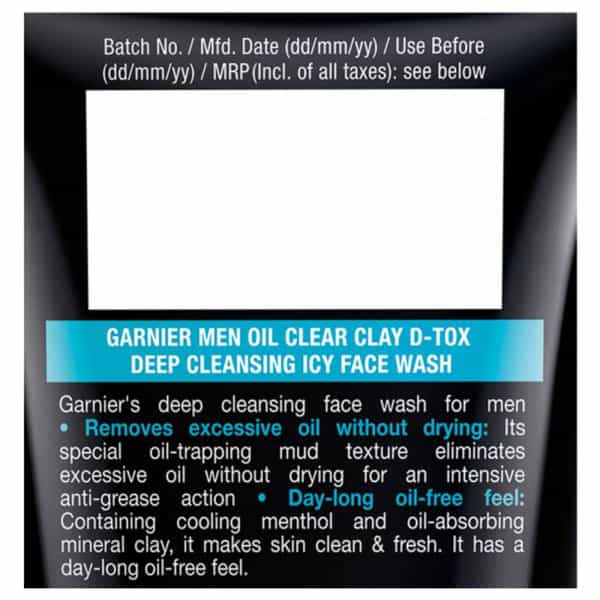 Garnier Men Oil Clear Clay D-Tox Face Wash 50 Gm