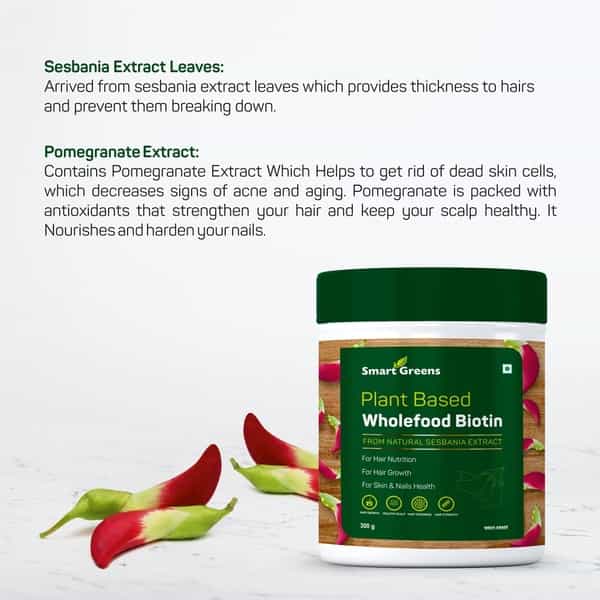 Smart Greens Plant Based Wholefood Biotin Powder - 300Gm