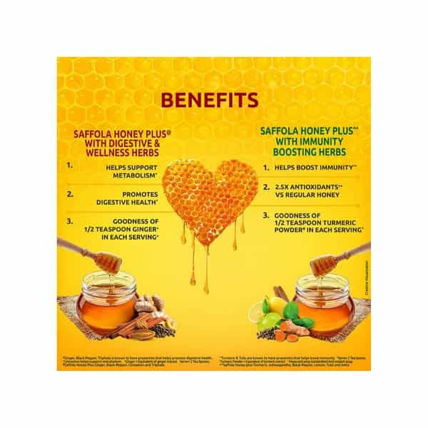 Saffola Honey Plus Ginger Black Pepper Cinnamon Triphala - 250 Gm (Pack Of 2)
