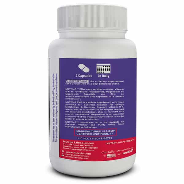Nutrija Zma (Zinc | Magnesium | Vitamin B6 With Added Boron) Testosterone Booster Capsule (120N)