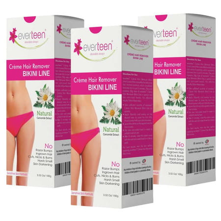 Everteen 100g Natural Bikini Line Hair Remover Cream For Women 3 Packs