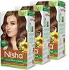 Nisha Creme Hair Color 4.3 Golden Brown 120Gm Pack Of 3 Ammonia Free Hair Colour, 100% Grey Coverage