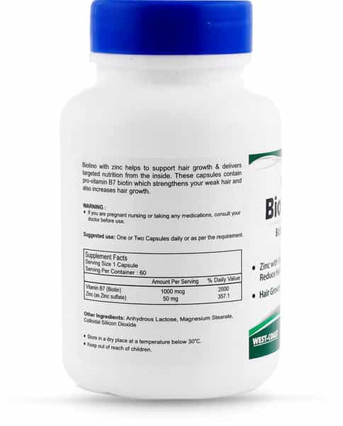 Healthvit Biotino-Z Biotin With Zinc Multivitamin Capsules Bottle Of 60