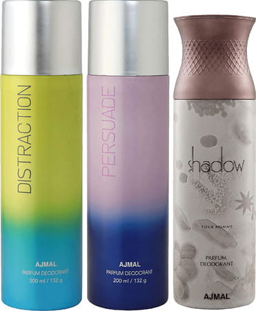 Ajmal Distraction And Persuade For Men & Women And Shadow Him For Men Deodorants Each 200ml