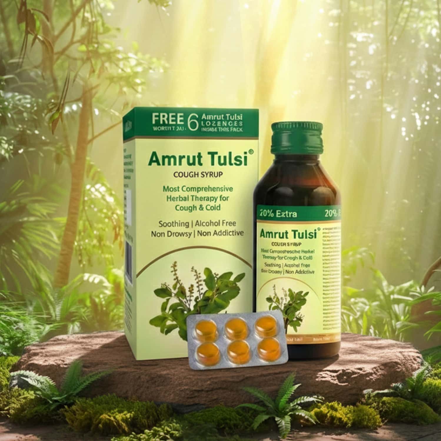 Amrut Tulsi Cough Syrup | For Cough And Throat Irritation | Alcohol Free |- 120 Ml (pack Of 1)