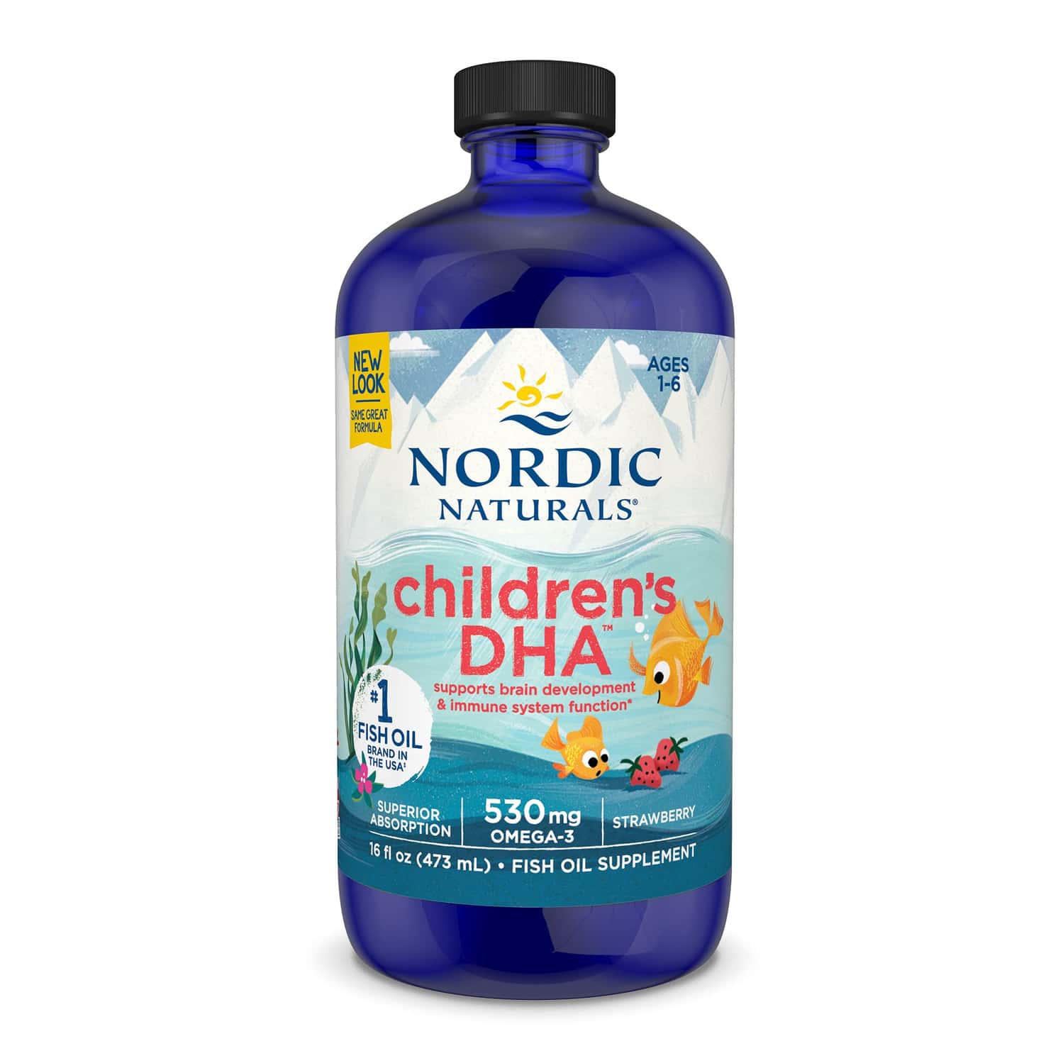 Nordic Naturals Childrens Dha Omega 3 Arctic Cod Liver Oil Fish Oil For Kids 530mg Strawberry 473ml