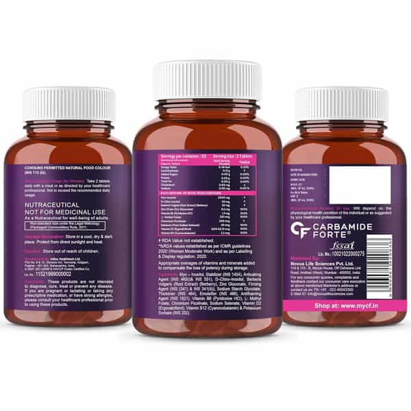Carbamide Forte Pcos Supplement For Women | 40:1 Ratio Of Myo Inositol To D Chiro Inositol - 60 Tabs