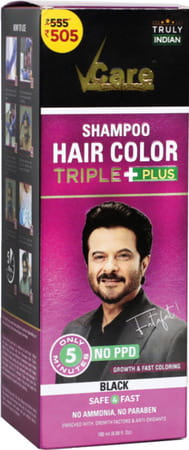 Vcare Shampoo Hair Color - Black - No Ppd - 180ml